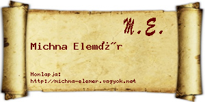 Michna Elemér névjegykártya